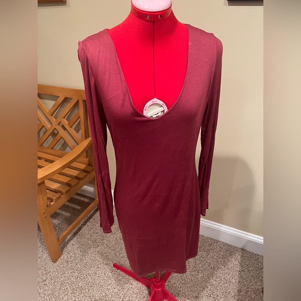 Mauve/Maroon Long Sleeve TShirt Dress